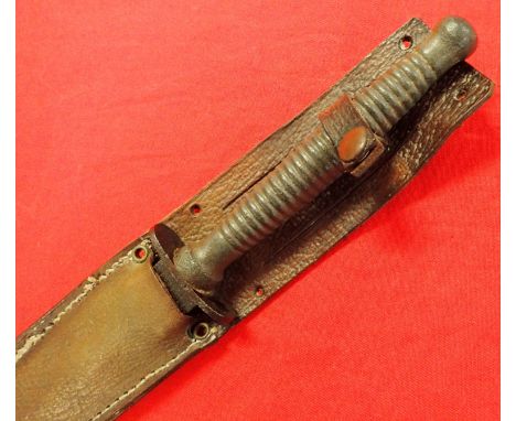 WW2 Australian commando dagger stiletto knife by Wittingslowe WE. Cast zinc Mazak handle with slight upwards bent steel cross