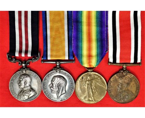 WW1 British Army 1918 Military Medal group to Bombardier Pidcock, 124th Bty, R.G.A. Military Medal G.V.R., impressed named 99