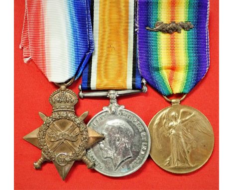 WW1 British Royal Navy 1915 medal trio to Engine Room Artificer 1st Class Giddens. 1914-15 Star, impressed named 268699. J.T.
