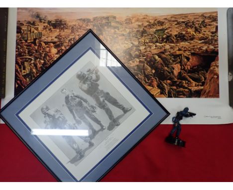 Framed print ‘Blue Line’ by Captain Conway Brown and sundry items. Signed limited print, number 55/1000, ‘Blue Line’ by Capta