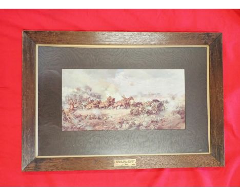 Framed print Australian Artillery ‘Coming into Action, Ypres 1917’. Features excellent print of the Artillery carriages surgi