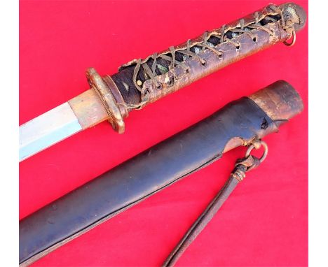 WW2 type 98 Japanese Army officer’s sword and scabbard in formal and field fittings with pre-war family blade. Features stand