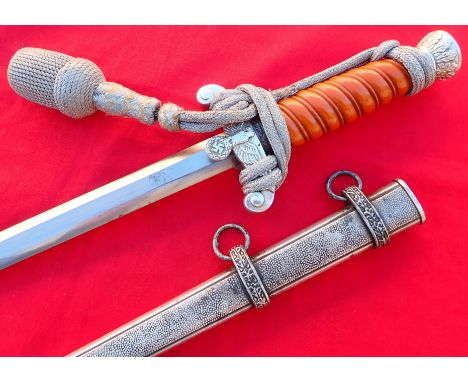 Rare maker marked WW2 Nazi German Army officer’s dagger, scabbard &amp; knot by Paul Seilheimer. Aluminium pommel cap and cro