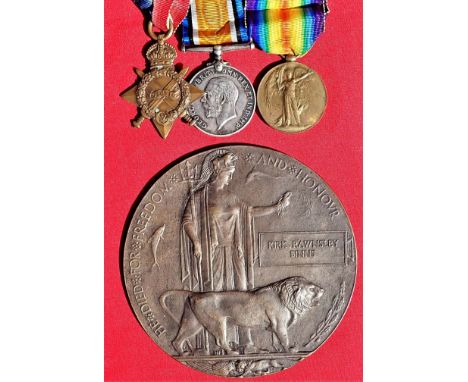 WW1 British Royal Navy ‘mine explosion’ casualty medals and Memorial Plaque group to Able Seaman K. R. Binns, who was killed 