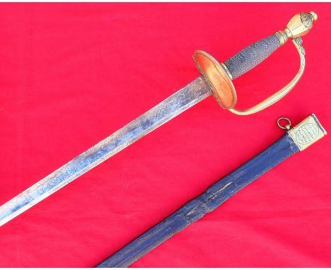 1796 pattern British Army light Infantry officer’s sword and scabbard by Goldneys &amp;amp; Runckel of Solingen. Features twi