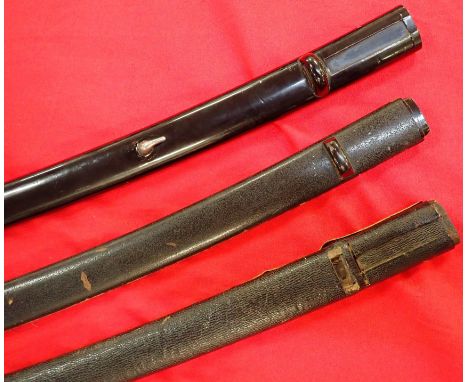 Modern Japanese short sword saya scabbards for wakazashi and tanto (3). Wooden sayas in used condition all needing restoratio