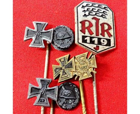 WW1 &amp;amp; WW2 Iron Cross medal stick pins (4). Includes iron cross &amp;amp; War Honour Cross, iron cross &amp;amp; black