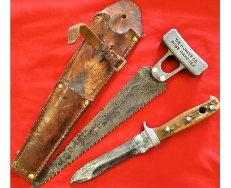 WW2 era US Utility tool set saw &amp;amp; Puma Knife with sheath, Pioneer Co. Interesting double saw by THE PIONEER CO. BOISE