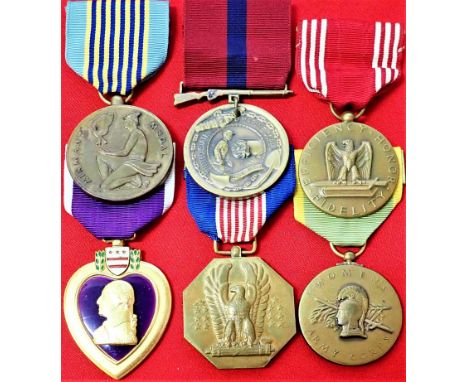 Lot of United States of America medals (6). Includes Purple Heart, engraved named LOUIS ONECSNY, US Army Soldier’s Medal for 