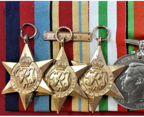 WW2 South African Army medal group to Lance Corporal J. A. Erasmus, South African Corps of Signals. 1939-45 Star, Africa Star