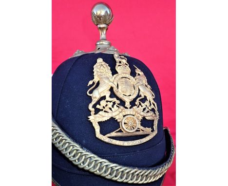 1918 dated 1878 pattern British Army officer’s blue cloth ‘Home Service’ helmet &amp;amp; case to Major S H Wright of the Roy