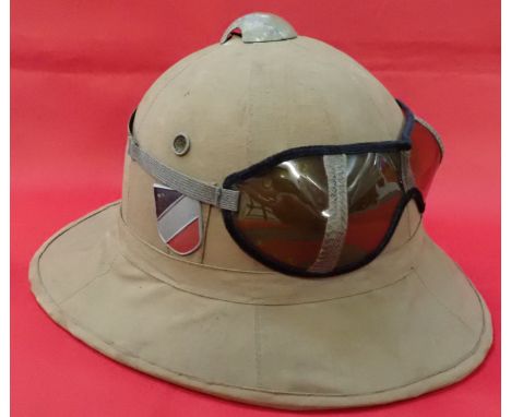 WW2 German used Italian Army tropical pith helmet - Afrika Corps. Good Period Pith helmet of Italian design, excellent tan ma