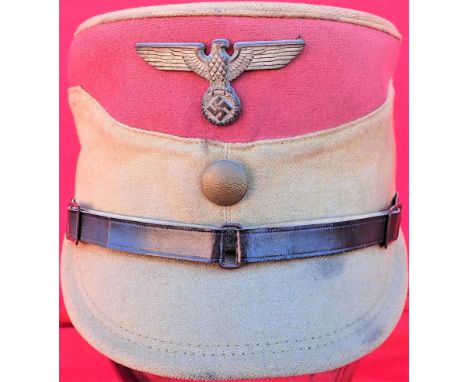 C.1935 German SA/Brownshirts enlisted man’s uniform Kepi Gau Ostland/Westfalen. Tan brown cotton base and top showing light s