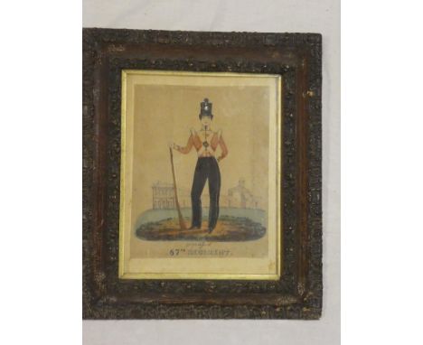 Artist unknown - watercolourEarly portrait of a soldier in the 57th Regiment, 8" x 6"