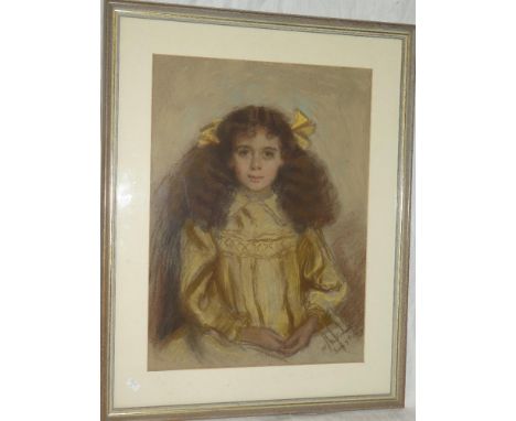 K**N** Roberts - pastelHalf length portrait of a young girl "Purefoy Pease", signed and dated 1914, 18" x 13"