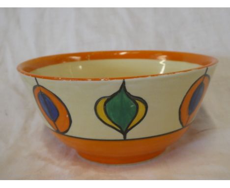 A Clarice Cliff Bizarre pottery circular bowl with painted geometric decoration, 5½" diameter 