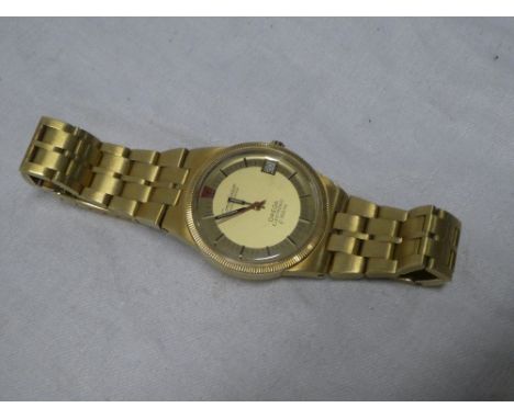 A gentleman's 18ct gold Omega electronic Constellation chronometer wristwatch with 18ct gold strap