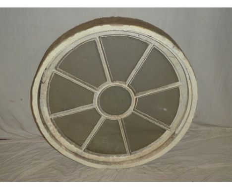 An old circular opening light window with swivel glazed panel, 36" diameter