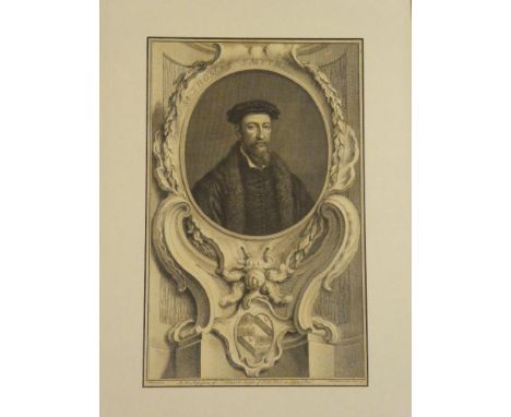 An 18th Century black and white engraving depicting a bust portrait of Sir Thomas Smyth, 1743, framed and glazed