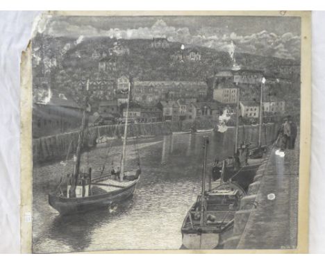 R**D** - pen and ink/watercolourStudy of Looe Harbour, signed with initials and dated '75, 19½" x 22"
