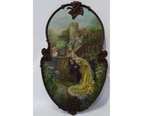A Kiss for Alain Chartier, oil on wood panel after Edmund Blair Leighton (British 1852 - 1922) indistinctly signed in carved 