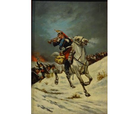 The Bugler in Battle, 20th century on wood panel unsigned 40.5cm x 26.5cm    Condition Report   Click here for further images