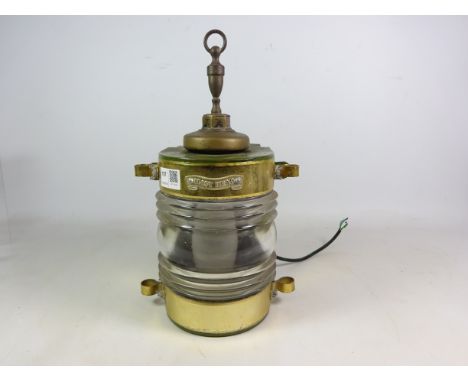 Brass 'Mast Head' ships lamp converted to electric    Condition Report   Click here for further images, condition, auction ti