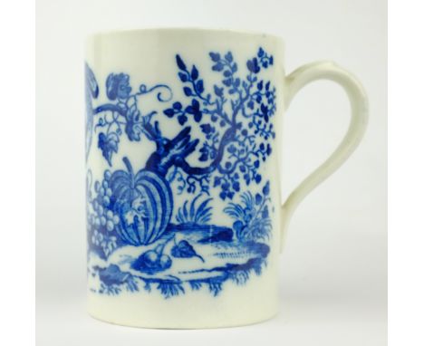 Caughley mug, c1780, decorated in the Parrot Pecking Fruit pattern, with grooved loop handle, H9cm    Condition Report  Very 