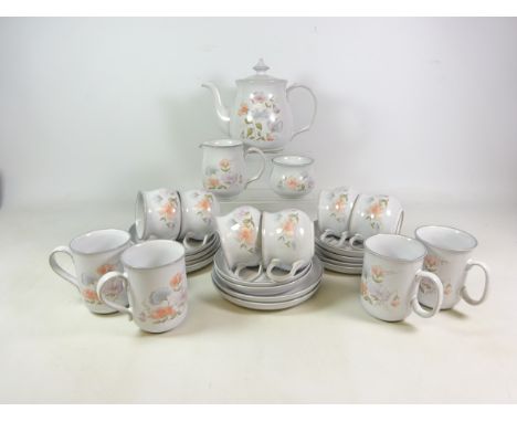 Denby 'Encore' tea and coffeeware, comprising teapot, six cups and saucers, four mugs, sugar bowl, milk jug and six tea plate