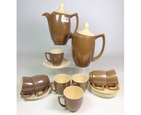 Vintage Branksome coffee ware including two coffee pots and eight cups and saucers    Condition Report   Click here for furth