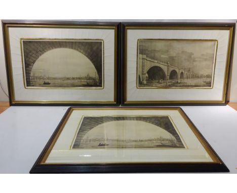 'Westminster Bridge Under Construction' and 'London: The City Seen through an Arch of Westminster Bridge', three monochrome p