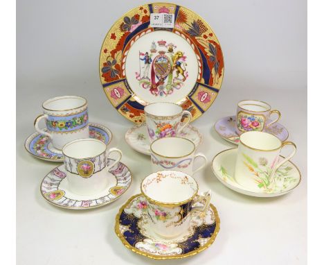 19th century and later cabinet cups and saucers including Dresden, Spode, Coalport, Royal Worcester & Limoges and a Royal Wor