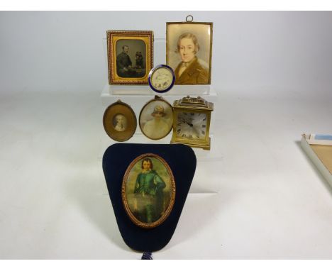 19th century watercolour, portrait miniature of a gentleman, Art Deco period portrait miniature of a woman initialed M.C, Dag