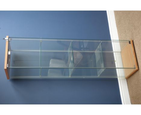 Tall narrow light wood finish display cabinet, W43cm, H163cm, D37cm   Condition Report   Click here for further images, condi