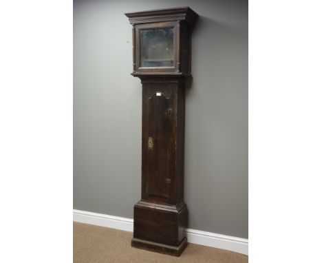 18th century oak longcase clock case, square hood, door aperture - 29cm x 29cm, H198cm   Condition Report   Click here for fu