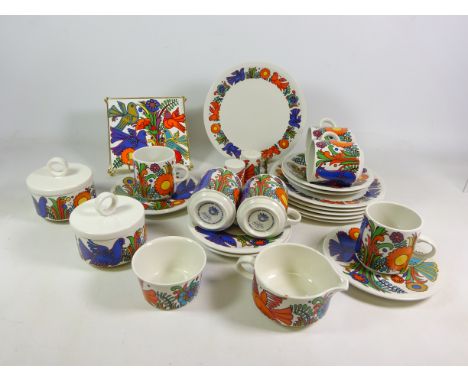 Villeroy & Boch 'Acapulco' coffee set for six, comprising six coffee cans and saucers, six tea plates, cream jug, sugar bowl,