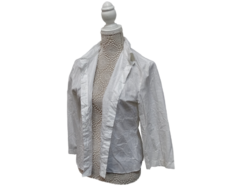 A ladies Chanel knitted jersey top - black and cream, together with a white cotton Chanel blouse and a Laura Ashley black sil