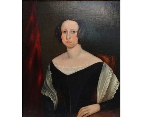 19th Century British School Portrait Of A Lady  Oil on canvas laid down on board Framed Picture size 74 x 62cm Overall size 9