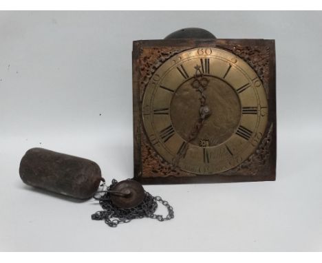 John Belling of Bodmin - 18th century Cornish 30 hour clock movement, the brass chapter ring dated 1762, the dial incorporati