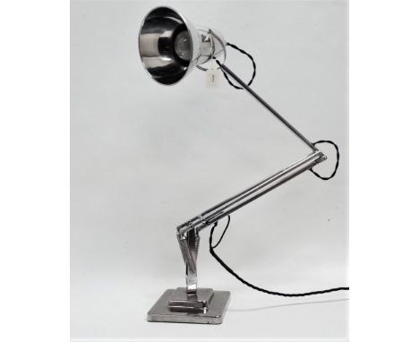 Herbert Terry Anglepoise lamp - with a polished bare-metal finish and stepped square base, together with a spare black painte