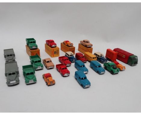 Dinky Dublo vehicles - two x 061 Ford Prefect, one boxed, three x 062 Singer Roadsters, one boxed, three x 063 Commer Vans, t