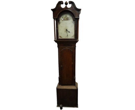 A. Roper - 30 hour longcase clock, with a cream painted dial set out with Arabic numerals including date aperture and fruit a