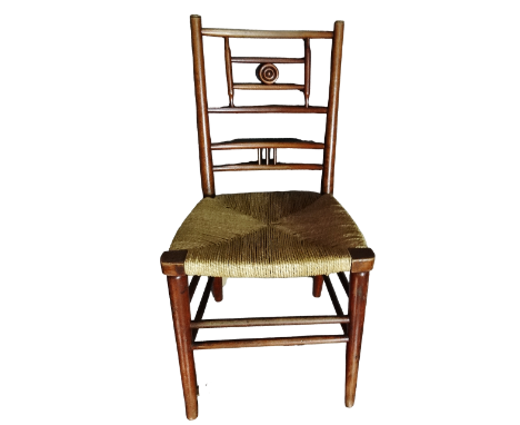 A 19th century turned walnut side chair in the manner of William Morris - with a seagrass seat, together with an Edwardian be