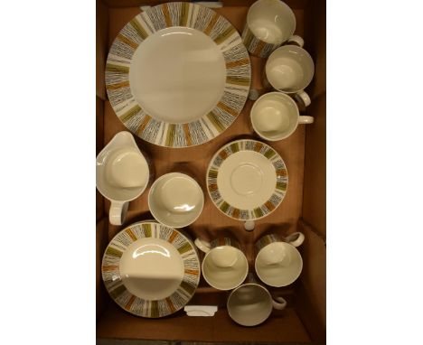 Three Midwinter Focus large dinner plates made in England. Barbara Brown store design.