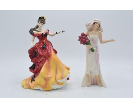 Royal Doulton Figure of the Year Belle HN3703 together with Goebel figure Her Treasured Day 1925 (2) In good condition with n