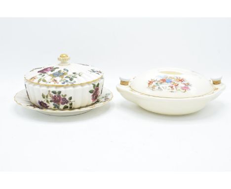 Royal Doulton Bunnykins food warmer/ hot plate with sledging scenes and a Royal Worcester muffin dish/ lidded tureen and plat