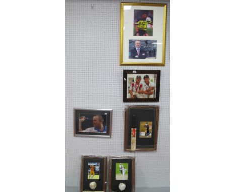 Signed Sporting Memorabilia - Brett Lee &amp; Stuart Broad balls, Andrew Strauss mini bat, Phil Taylor, J. Trott, Paul Lamber