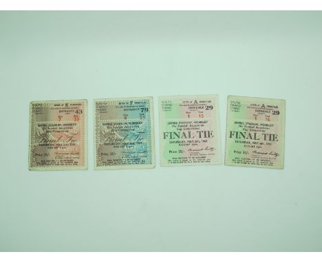 FA Cup Final Tickets 1961 Tottenham v. Leicester, a pair for turnstile 'A', row 1, seats 15 &amp; 16. two for the 1962 Final,