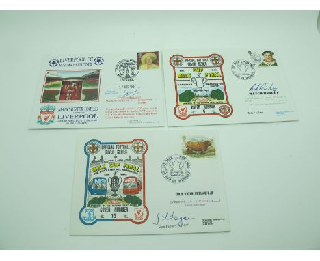 Liverpool Signed First Day Covers - Bob Paisley, Joe Fagan and Gerard Houllier. (3).