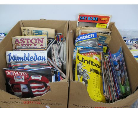 Norwich City Away Programmes from The 1970's, 80's &amp; 90's, including at Bayern Munich:- Two Boxes.
